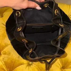 Yves Saint Laurent Velvet Black Backpack with Gold Logo Yves Saint Laurent | Bags | Yves Saint Laurent Velvet Black  main image 3